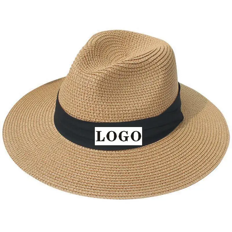 

2023 Beach Panama Fedora Cap Outdoor Women Men Unisex Spring Summer Breathable Sun Straw Braid Floppy Straw Hats