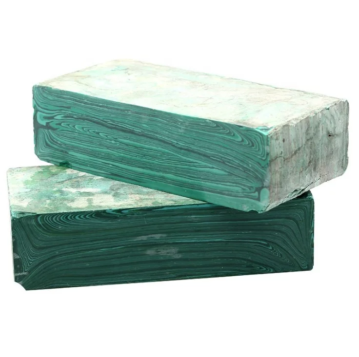 

Rough synthetic resin malachite blocks