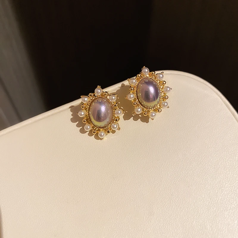 

fashion geometric earrings women pearl stud