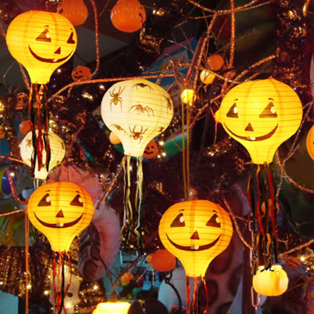 Halloween Lantern led Portable Hanging Pumpkin Paper Lantern for party decoration