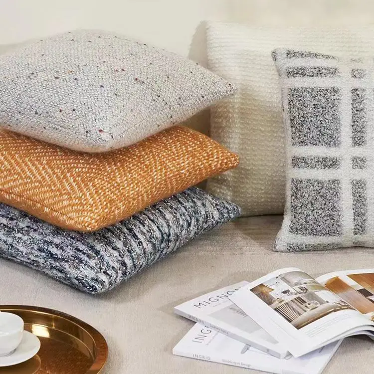 Soft Touch Square Wool Cashmere Throw Pillow for Sofa Bedroom Decorative Use