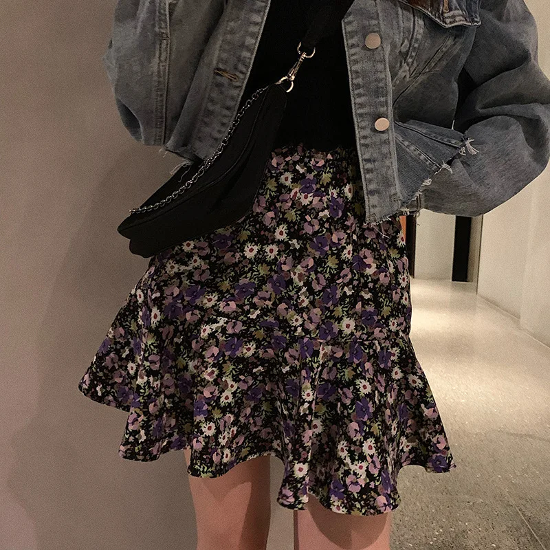 

2020 summer new style package hip skirt Slim fashion casual mini sexy floral stitching women short fishtail skirt