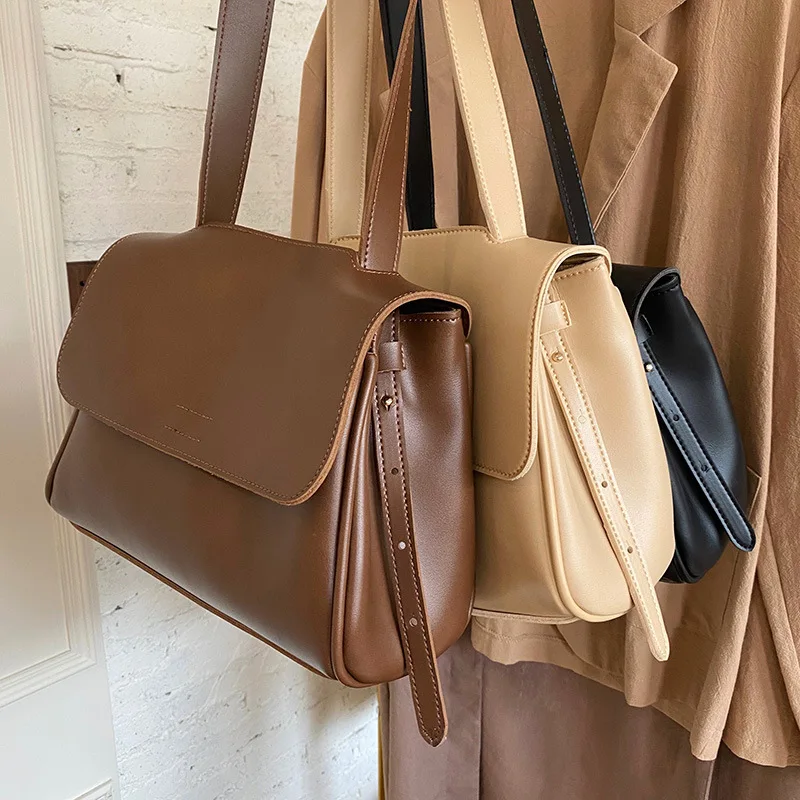 

Soft leather handbags for women large capacity Shopping shoulder tote bags elegant purse brown crossbody bucket bags wallet