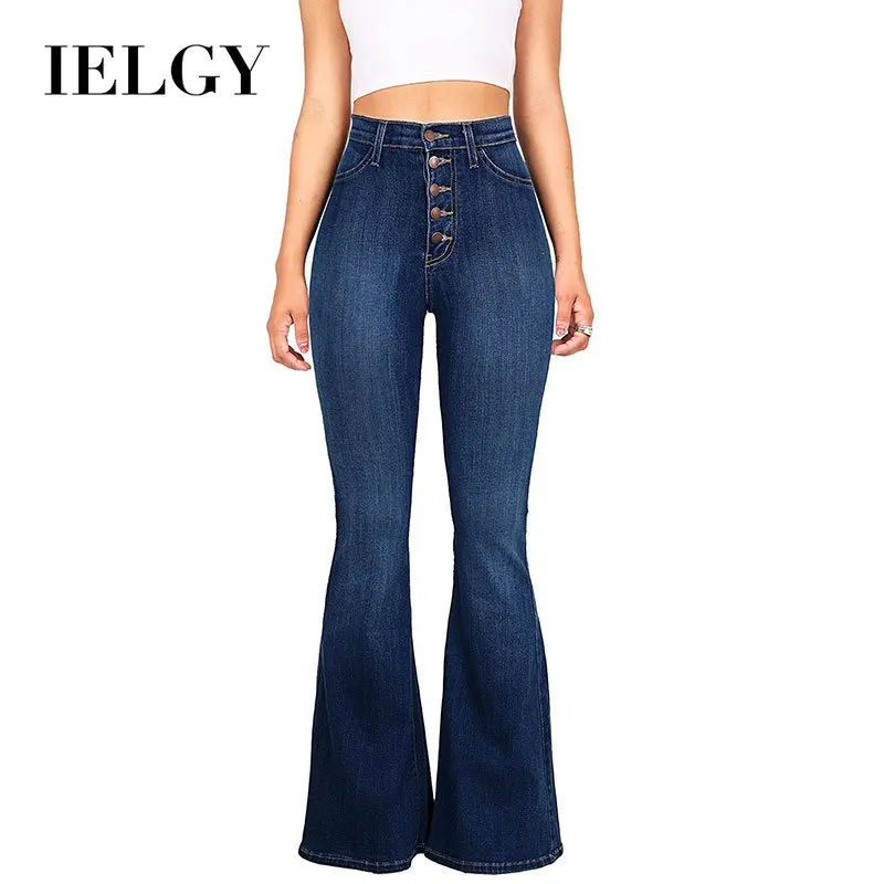 

IELGY A large number of spot Amazon AliExpress explosion models slim waist and hips flared pants women's denim