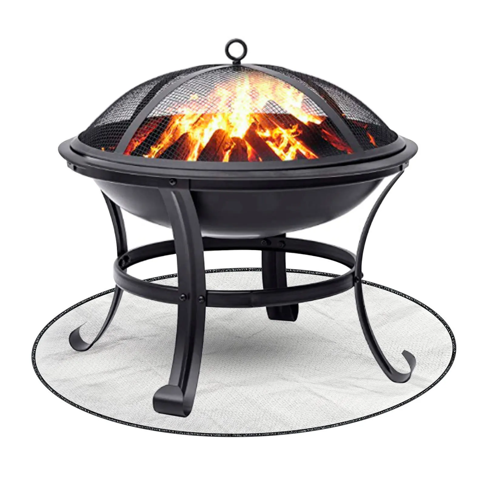 

24 inches flame retardant fireproof charcoal barbecue mat deck fiberglass fire pit mat, Customized color