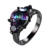 Factory direct one generation black gold black gold 4 claw colorful round diamond zircon ring