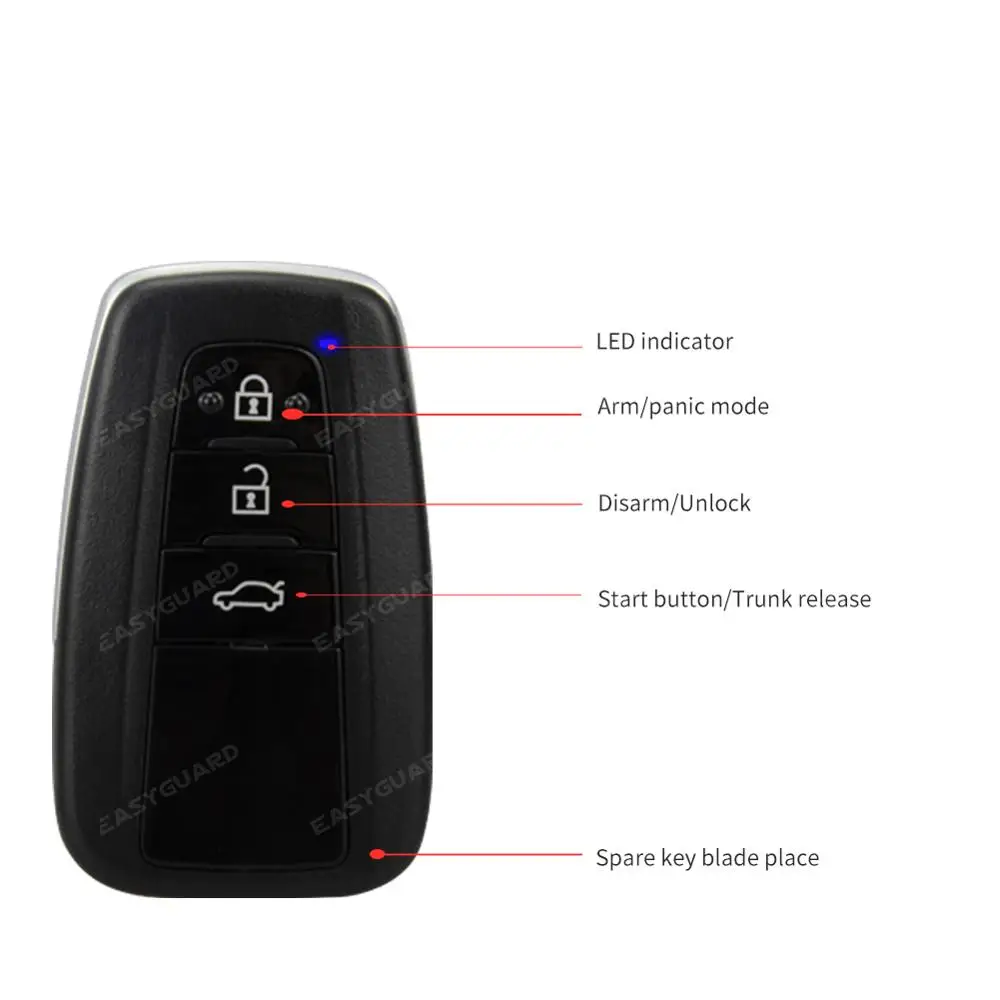 

EASYGUARD EC002-T3 RFID PKE Car Alarm System Passive Keyless Entry touch password entry & remote engine start