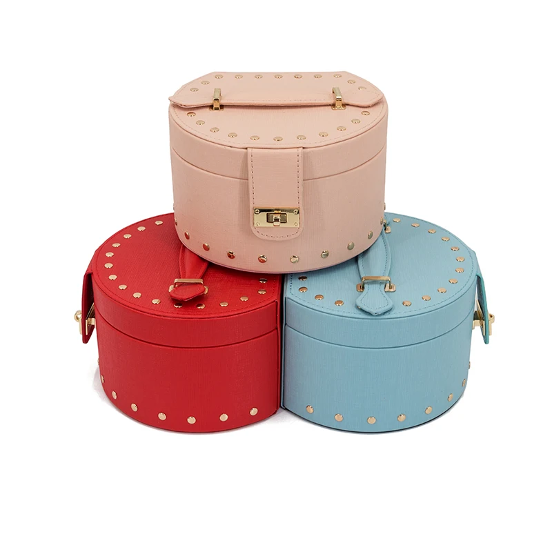 

Portable Large capacity Makeup Bags Pu Leather Cosmetic case Necklace Jewelry storage box With lock