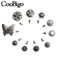 

100sets/Pack Pewter Studs Rivet Spikes Punk Rock Leather Craft Garment Shoe Bag Pets Collar Parts butterfly Star Shield #GZ092