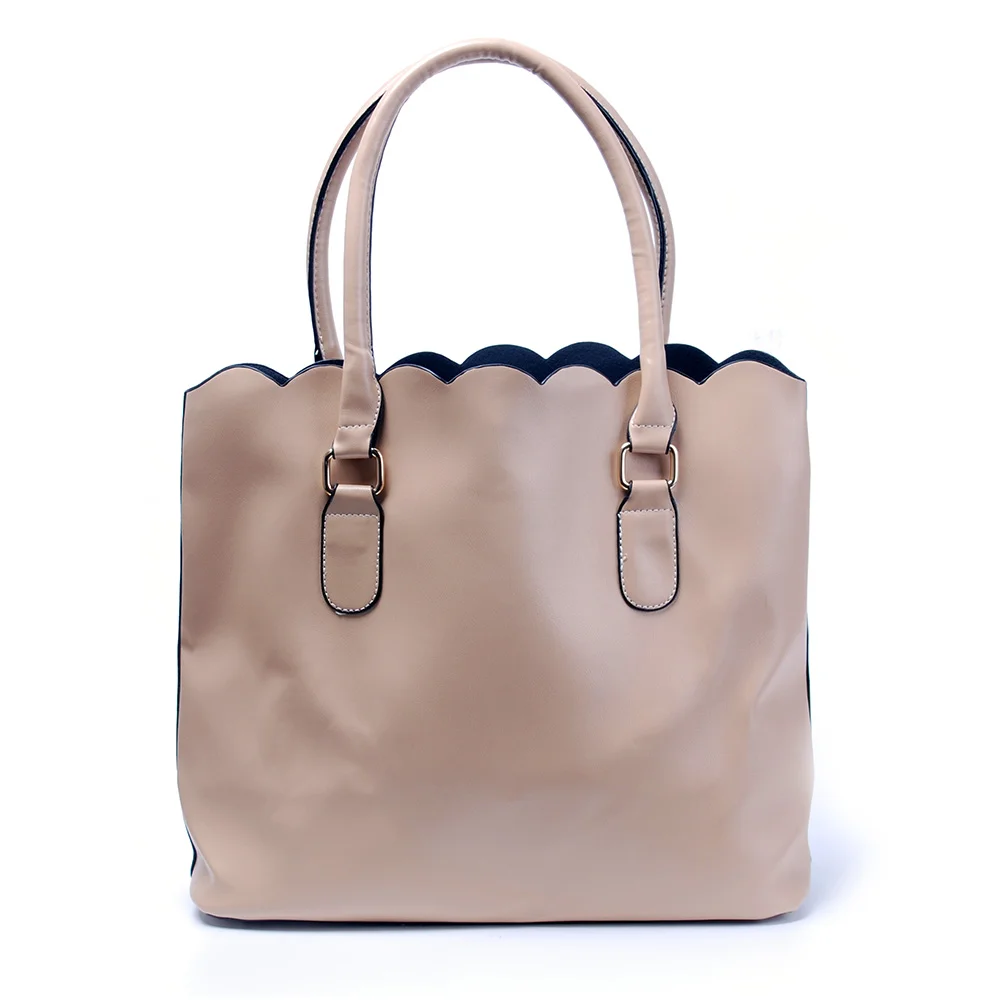 

RTS Wholesale PU Scallop Purse Monogram PU Leather Tote Bag Embroidery Shoulder Bag Mother's Gift Bag DOM172, Accept custom made