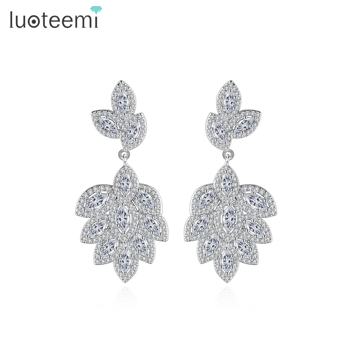 LUOTEEMI Luxury Vintage Statement Stylish Cubic Zirconia Earring Women Tops Fashion Wedding Bridal Jewelry