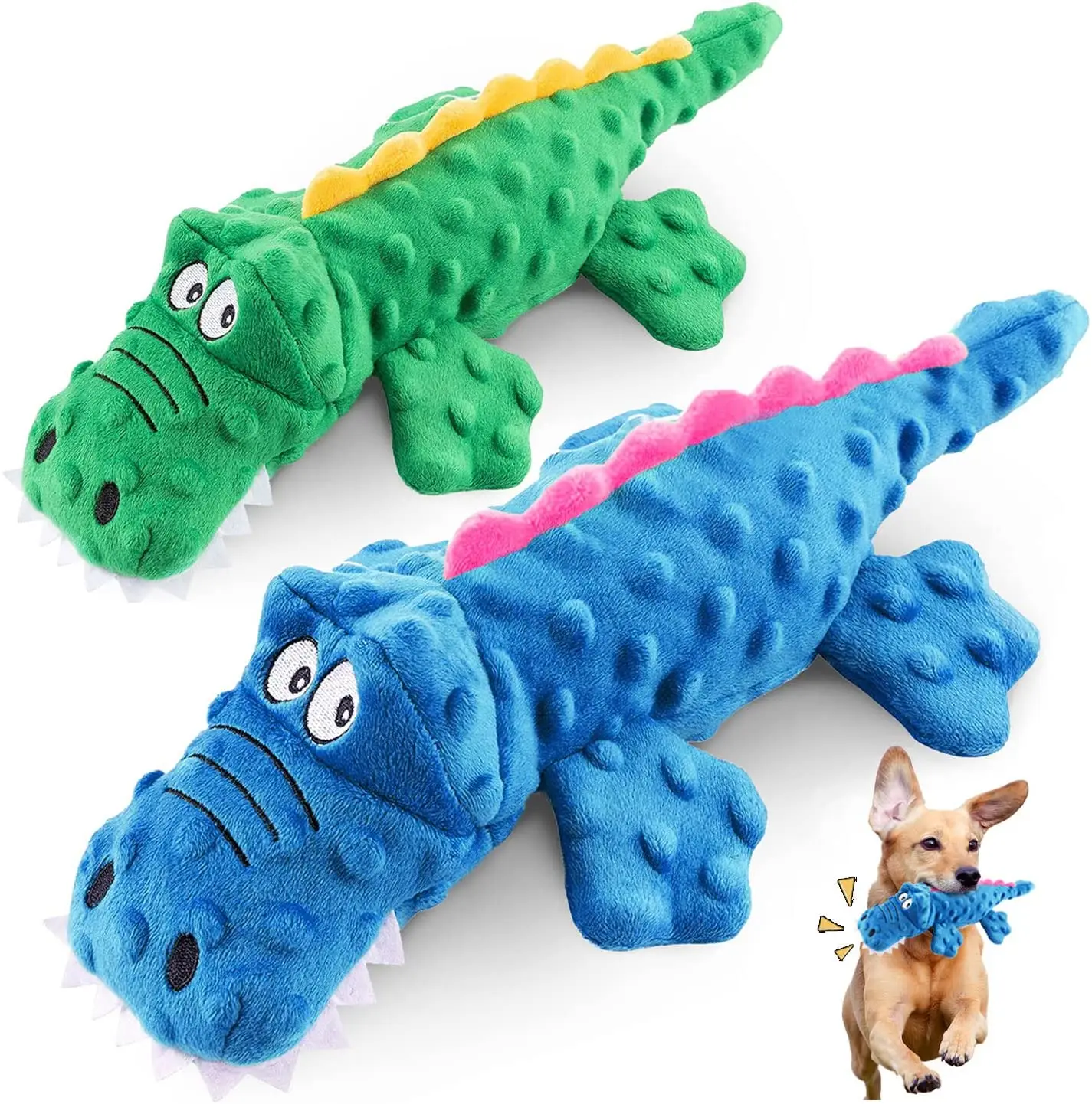 

2022 Latest Upgrade Indestructible Durable Crocodile Soft Plush Pet Dog Squeaky Chew Toys