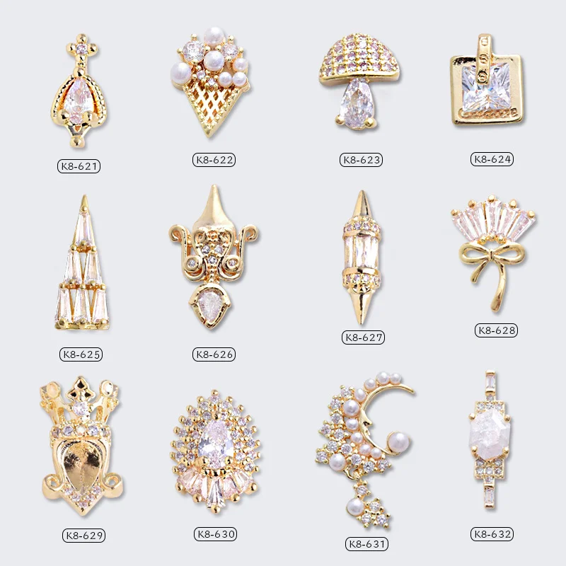 

Hot sales Gold plated high-quality 3D zircon art Nail decoration