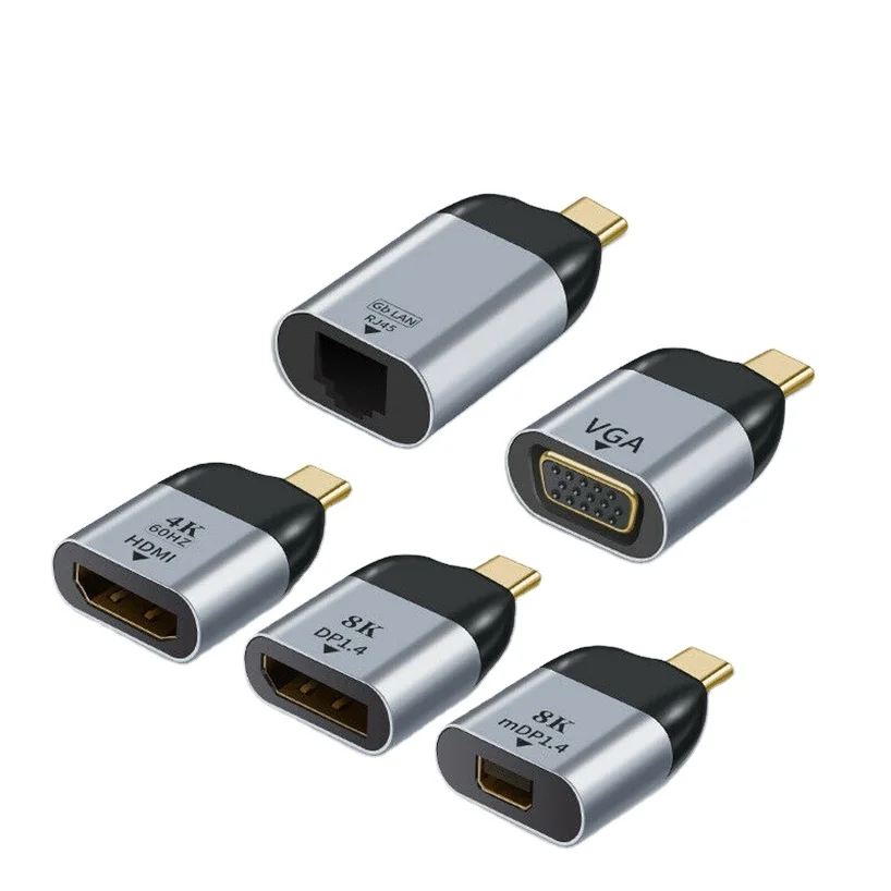 

Type C to HDMI VGA Female Adapter 8K Type-C to Mini DP USB-C to DP 1.4 RJ45 Gigabit Ethernet For MacBook Samsung