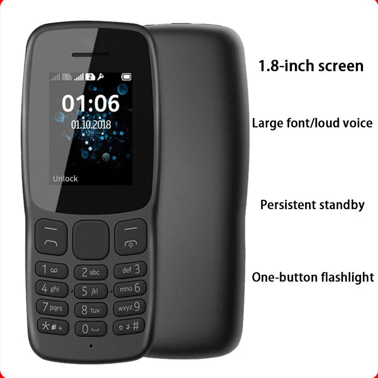 

standby Old cell phone black and blue-Dual Sim-Keypad mobile 110-blue (Unlocked) Sim Large battery Long
