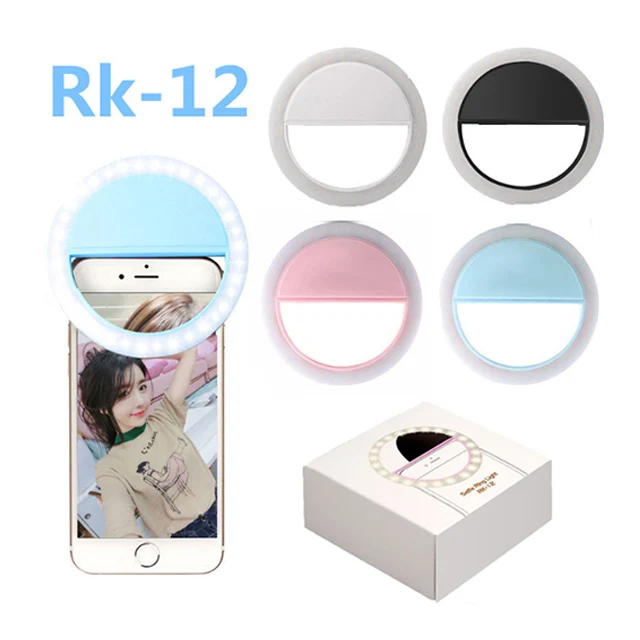 

UUTEK RK-12 2021 Custom Selfie Ring Light For Mobile Phone Rechargeable Camera Mini Selfie Ring LED Light