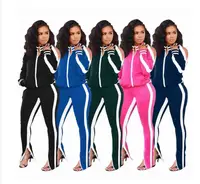 

Autumn Winter Track Suits Woman Set Full Sleeve Striped Jackets Pants Suit Two Piece Set Outfits Sportwear 2 Piece Overalls