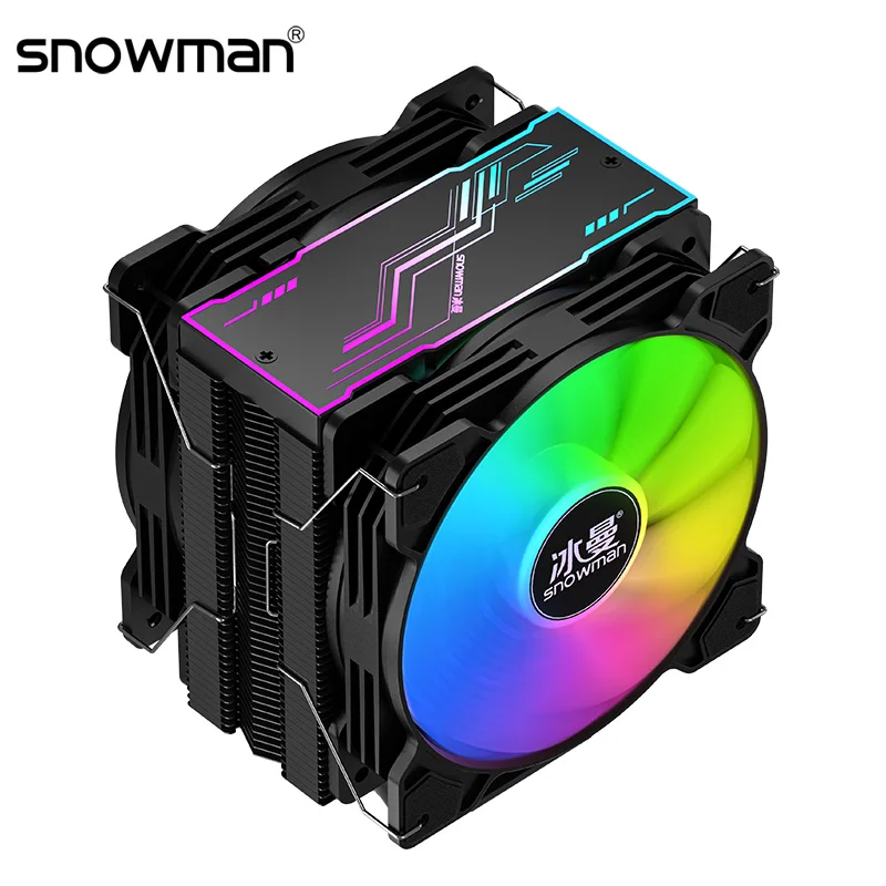 

SNOWMAN 6 Heat Pipes CPU Cooler ARGB 120mm PWM 4Pin PC Radiator Quiet Intel LGA 1700 2011 1200 1155 1151 AMD RGB CPU Cooling Fan