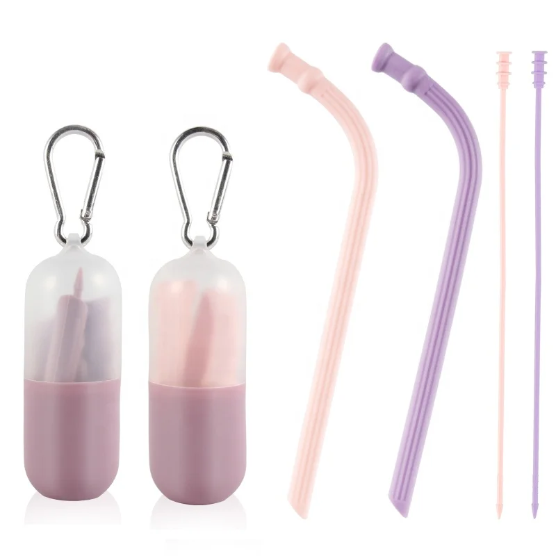 

In Us Amazon Reusable Drinking High Quality Silicone Straw Holder 100 Biodegradable Straw, Green,grey,pink,white,blue,purple so on