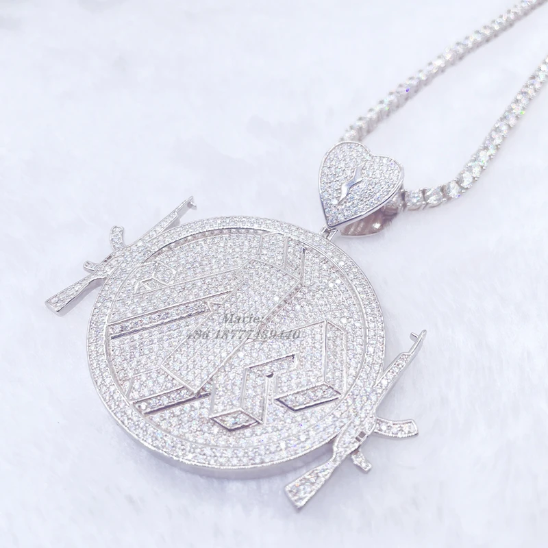 

925 silver vvs moissante hip hop pendant full iced out custom pendant