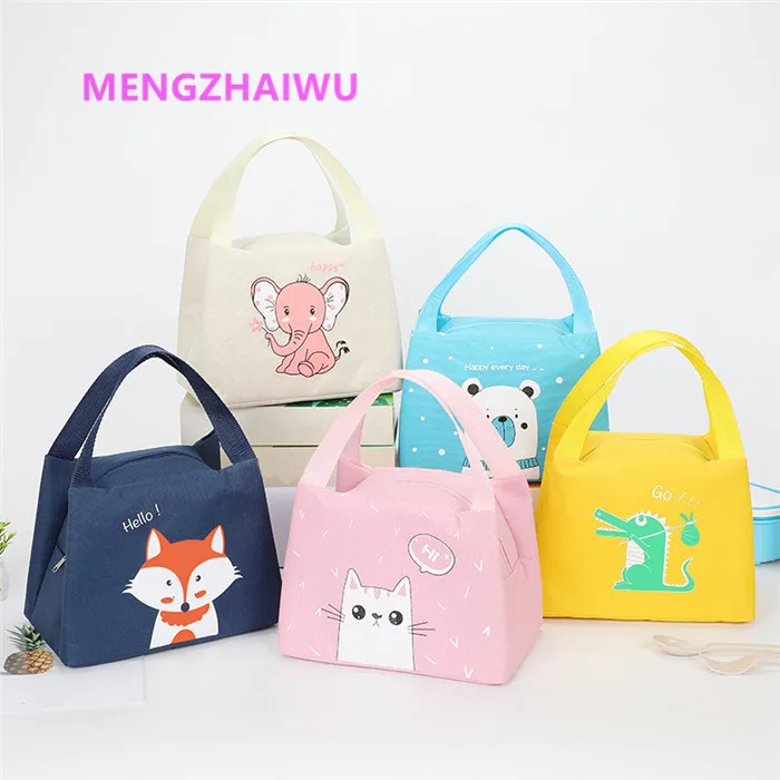 

Peru hot sale kitchen household canvas insulated lunch box bag for adults cartoon cute waterproof ice thermal cooler bag