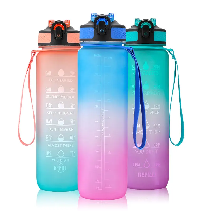 

Everich Outdoor Gym Custom Motivational Time Marker Reusable 32oz Sports Plastic Water Bottle, Customized color