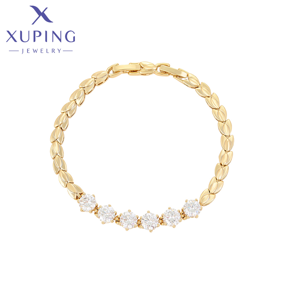 

X000705623 xuping jewelry fashion simple bracelet women 14K gold color Elegant crystal couple bracelet wholesale jewelry