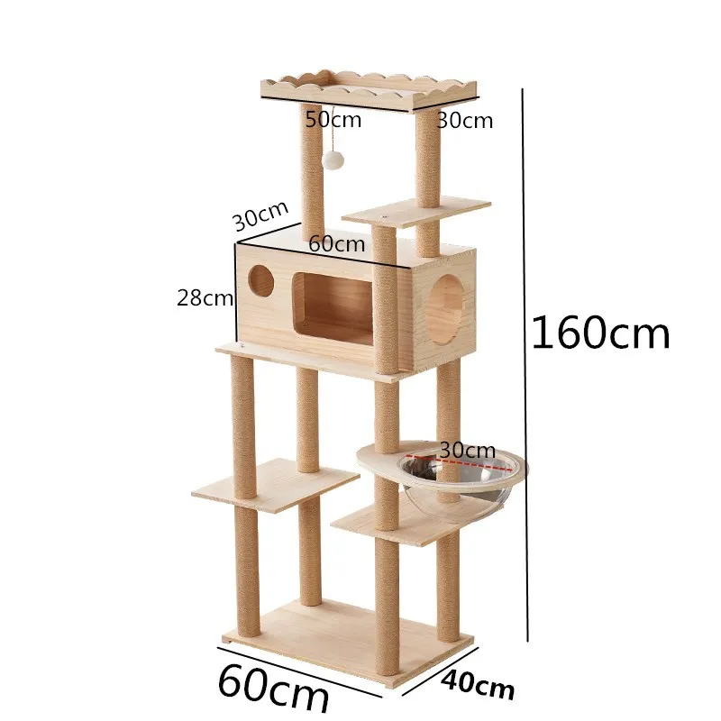 

OEM ODM Can be customized factory direct sales of very strong solid wood cat tree tower cat tree, Natural color