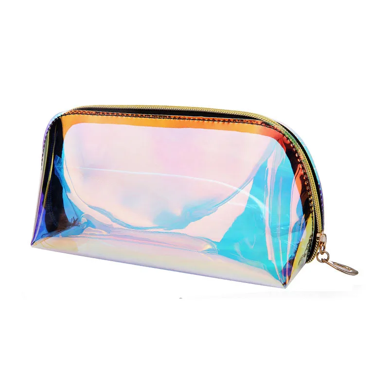 

Wholesale Large TPU Waterproof Transparent Holographic Neon Zipper Pouch Personalised Makeup Case Travel Cosmetic Bag Handbag