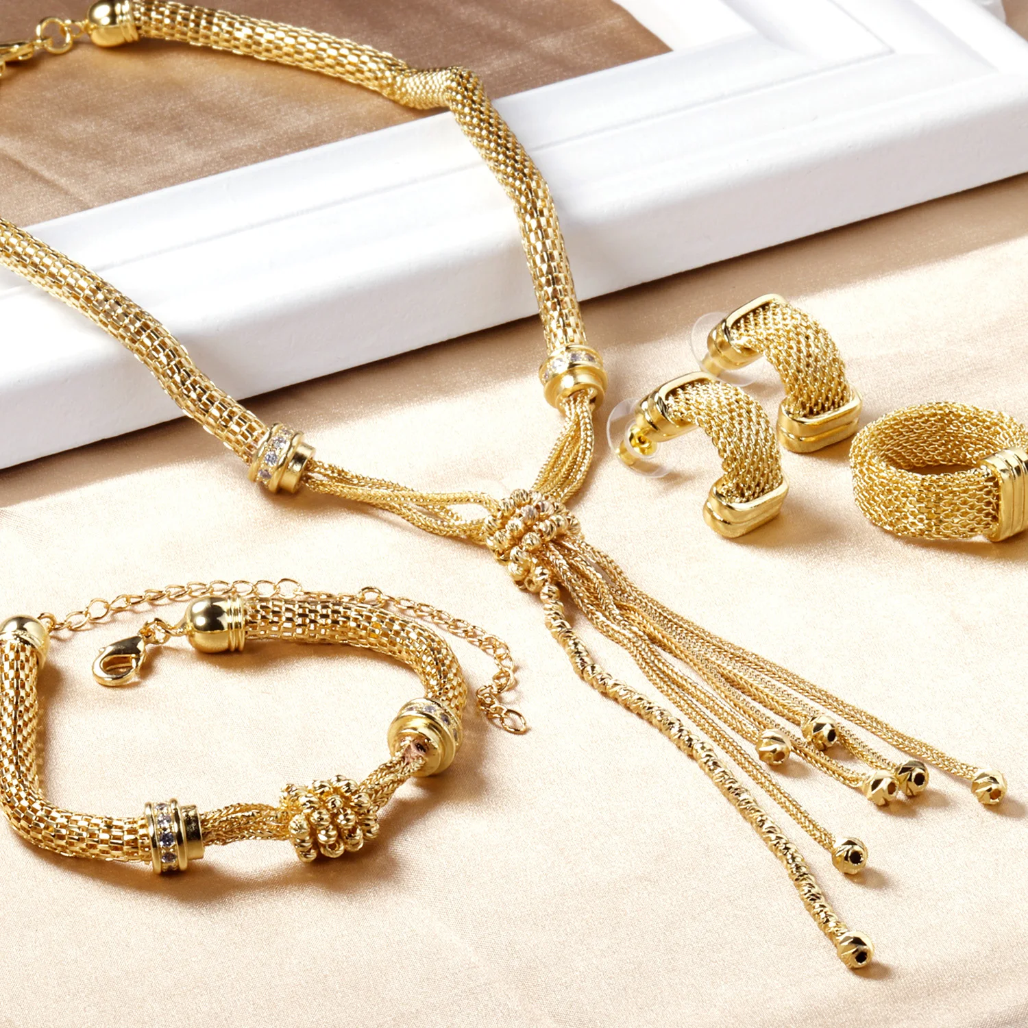 

Ason New fashion Women Vintage Gold-Color Bridal Rhinestone African Jewelry Set Crystal Wedding Jewelry Set