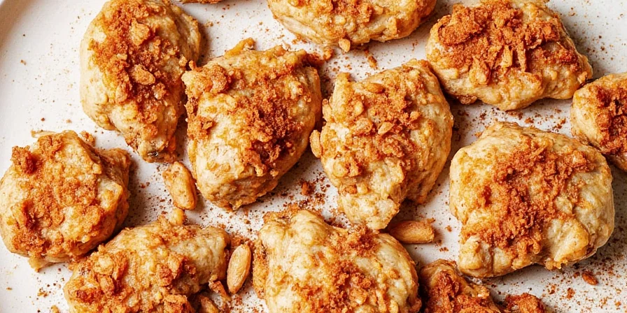 Final spiced poultry dish plated beautifully on a rustic board
