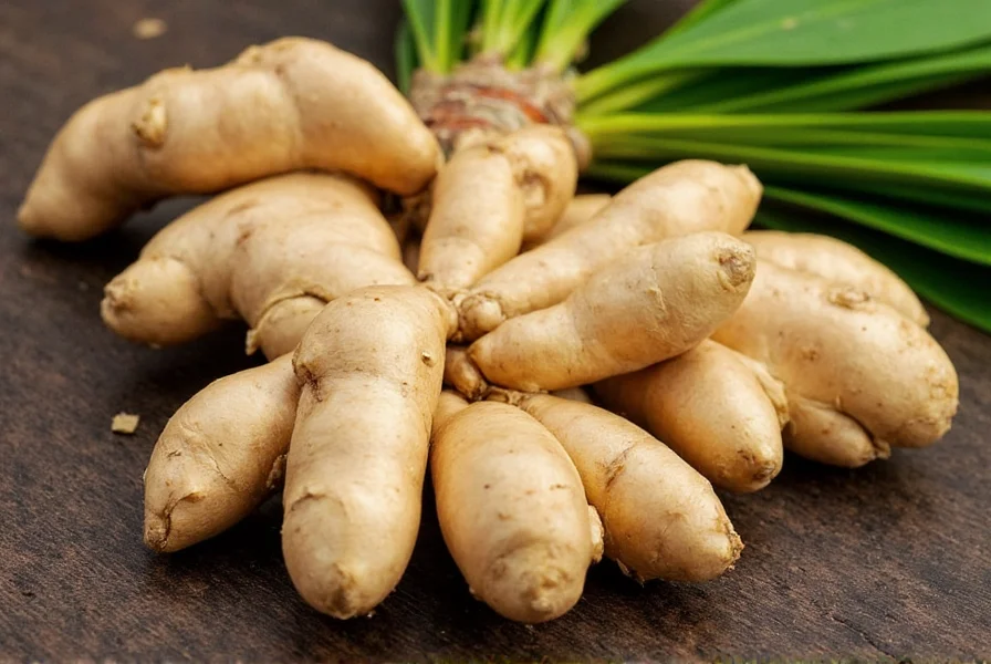 Close-up of ginger rhizomes showing growth buds positioned upward in prepared soil