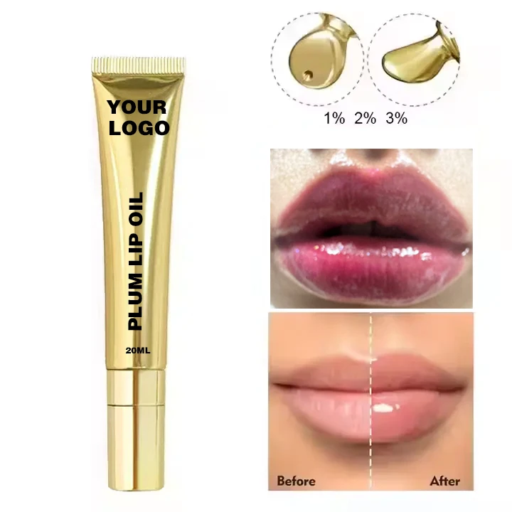 Hot Sale Private Label Lip Plumping Gloss Vegan Hyaluronic Acid Lip Plumper Mineral Glossy for Bigger Lips