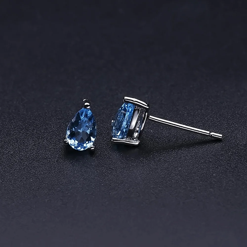 

Abiding Simple Design Jewelry Swiss Blue Topaz 925 Sterling Silver Stud Earrings for Women Daily Life