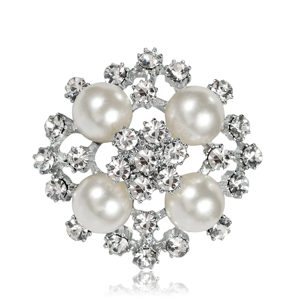 

Elegant and Beautiful Wedding Bridal Rhinestone Pearl Brooch Jewelry, Picture shows