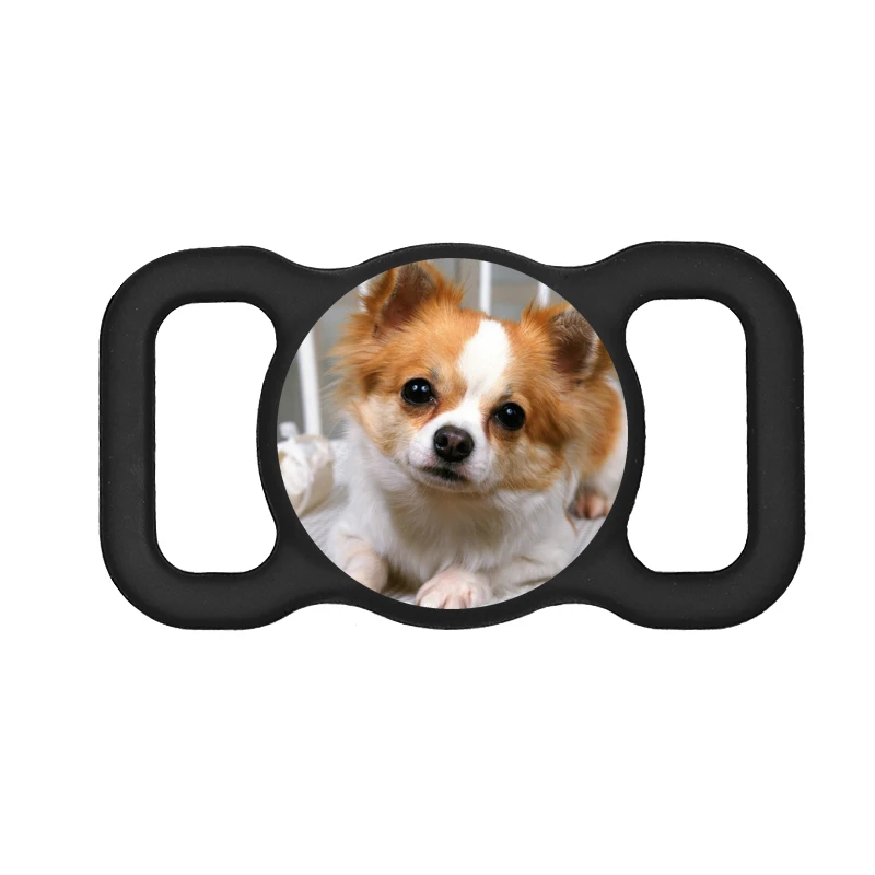 

Logo Customized For AirTag Pet loop Holder Case Cover Silicone Dog Collar Keychain Key Ring Clip Holder For Airtags Case, Black,white,red,purple,blue,pink