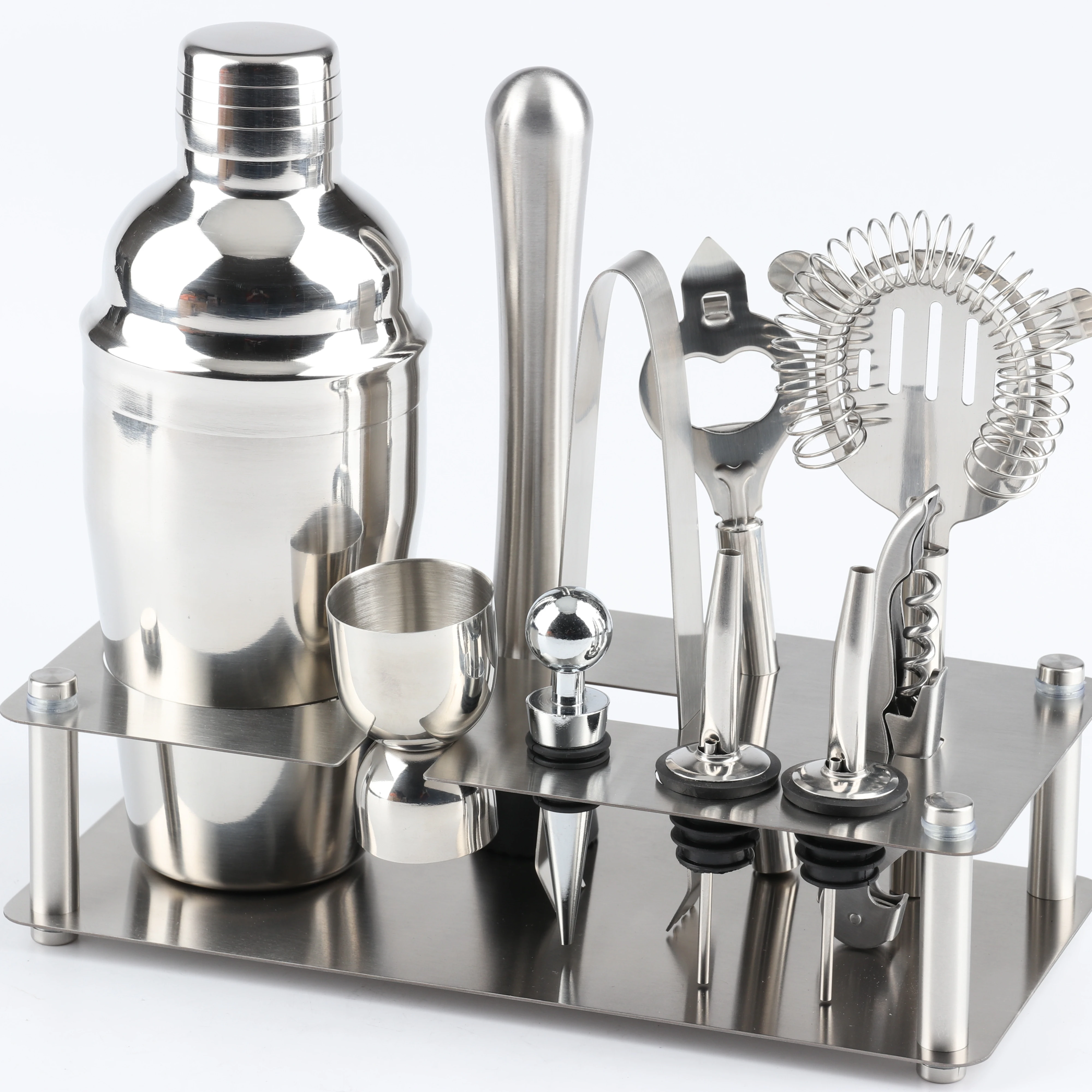 

Factory direct 10-piece cocktail shaker set with stainless steel base bartender equipment bar supplies