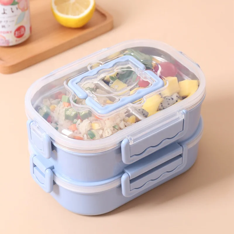 

Haixin&Arsto 304 Stainless Steel Double-Layer Lunch Box Bento Sealed Bento Box Lunch With Handle