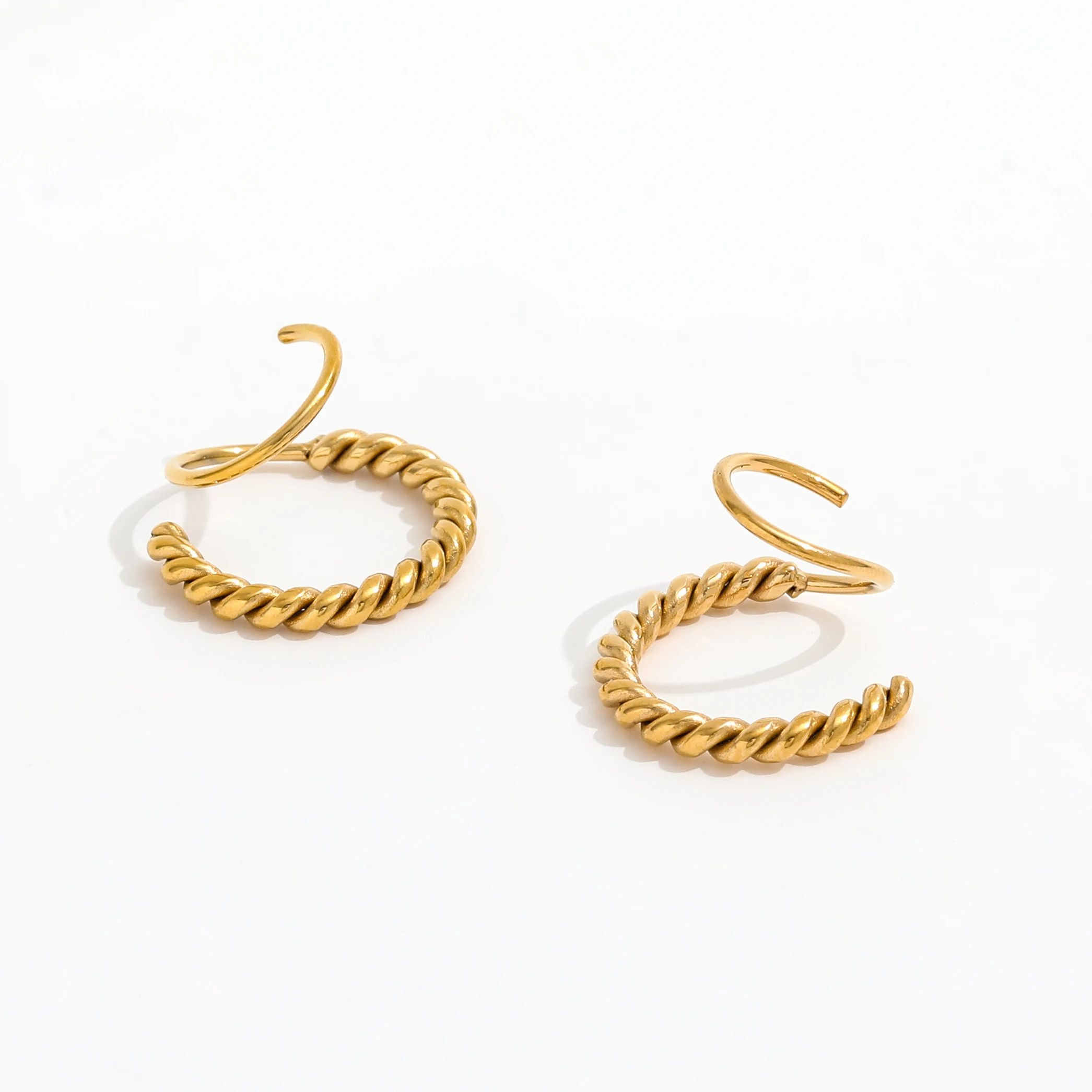 JOOLIM  High End 18K Gold Plated Rope Spiral Hoop Earrings Jewelry Stainless Steel Earrings for Women