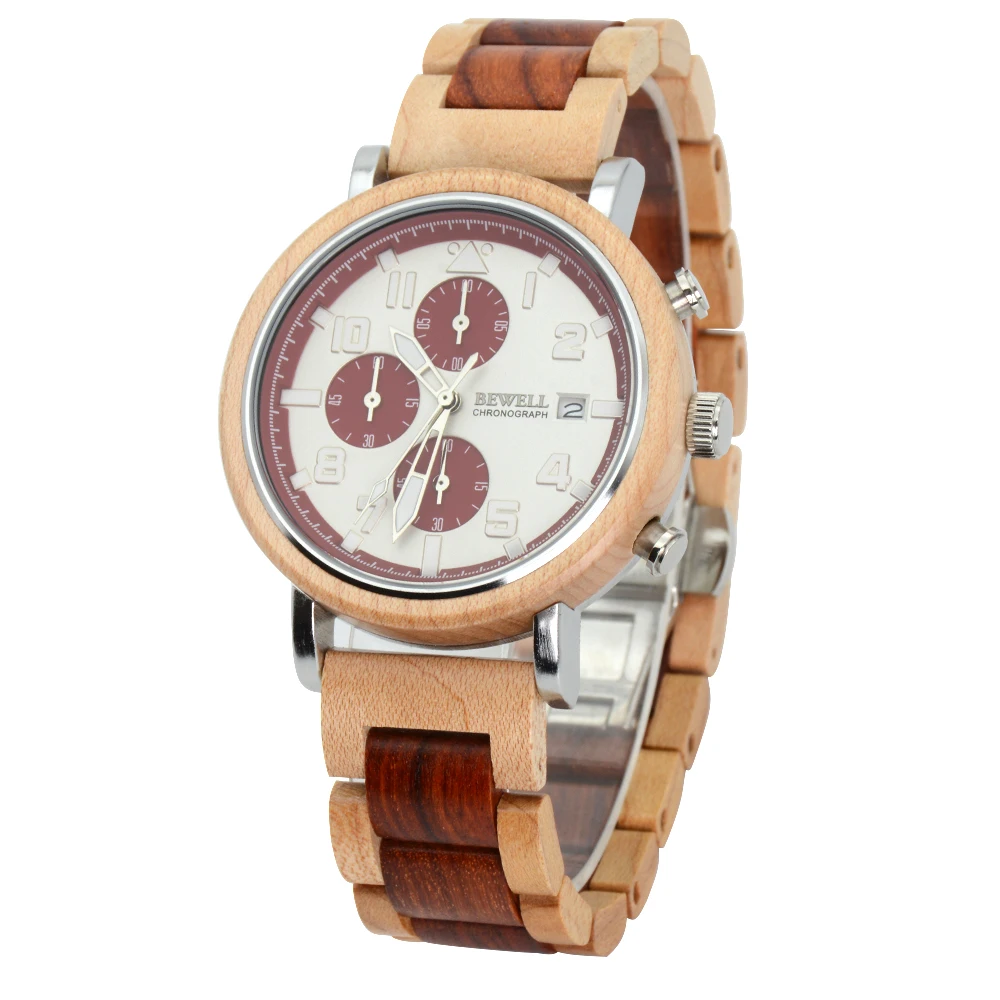 

New coming wooden wrist watch men colorful wristwatch mens luxury watch metal wood watches with waterproof multifunction