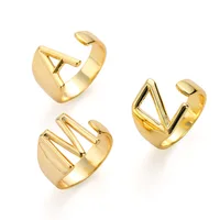 

2020 Fashion Jewelry Personalized 26 Letters Alphabet Finger Ring 18K Real Gold Plated Open Adjustable Initial Letter Rings