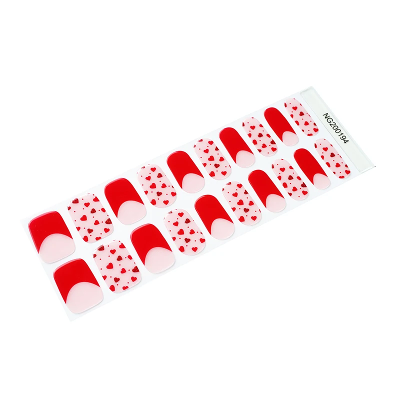 

Valentine's Day design gel nail wraps Clovers New design nail stickers Semi cured gel nail strips