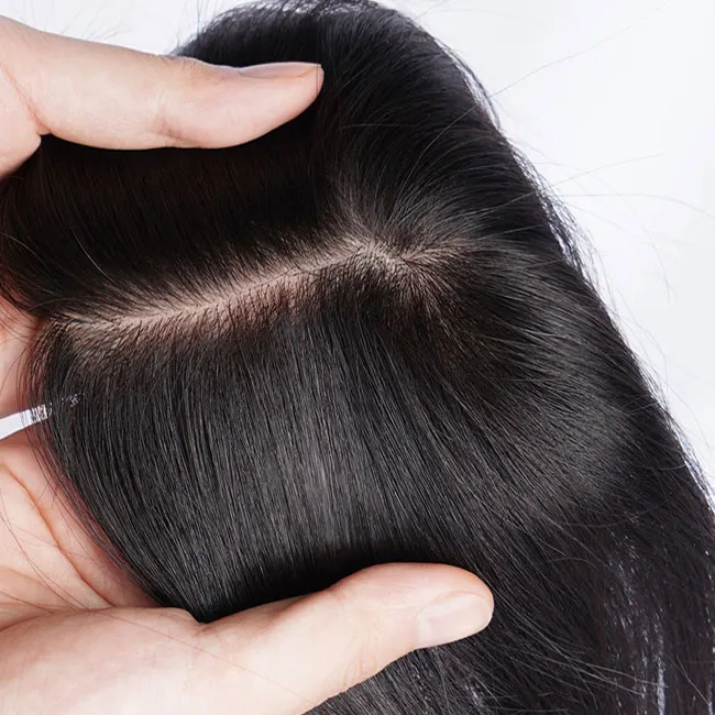 

Silk base virgin hair 100% Remy woman hair toupees,halo hair extensions top hat manual clip wig PU base 7 * 9cm