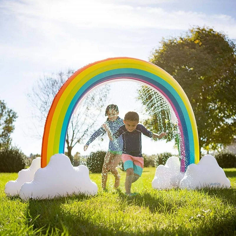 

Inflatable Rainbow Arch Sprinkler Outdoor Toys for Boys and Girls, Large Outside Splash Sprinkler Water Toys for Kids and Todd