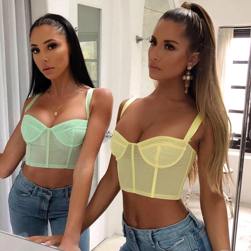 

Fashion wholesale dropshipping tops for girls sexy neon bralette crop top, Photo shows