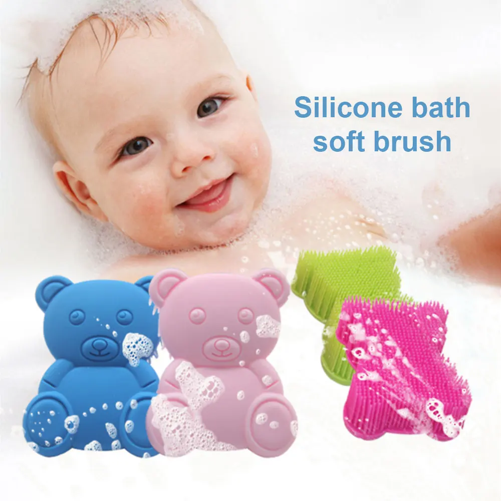 

Food grade silicone child shower brush scalp massager shampoo brush body scrubber baby bath brush