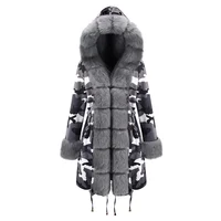 

Fashion design Winter women's warm jacket long hooded pocket coat big fur collar coat
