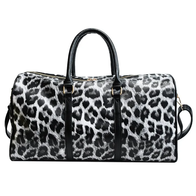 

Custom Leopard Printing PU Leather Ladies Big Overnight Weekend Bags Travel Bag Women luxury Duffle Carry on Luggage Bag