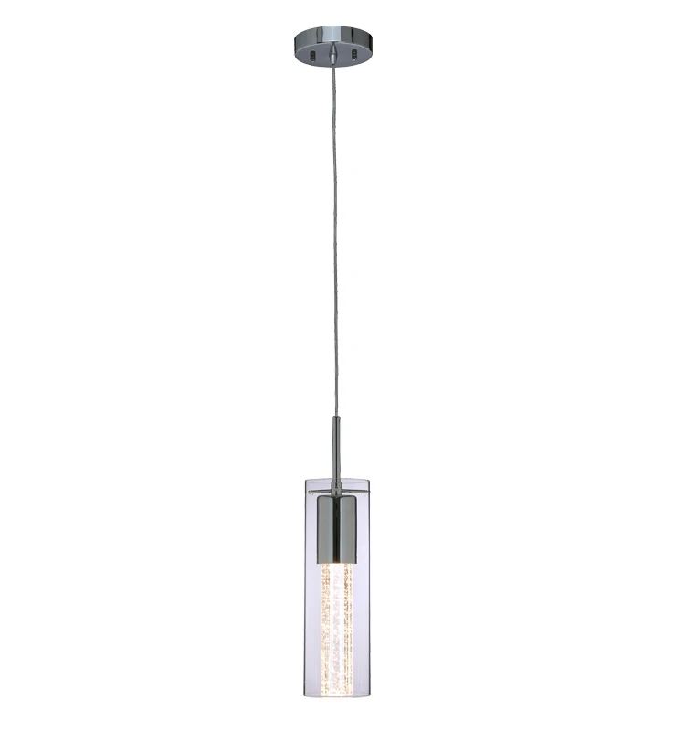 XiNBEi Contemporary Hanging Ceiling Pendant Lighting Fixture Chrome Kitchen Single Pendant Light