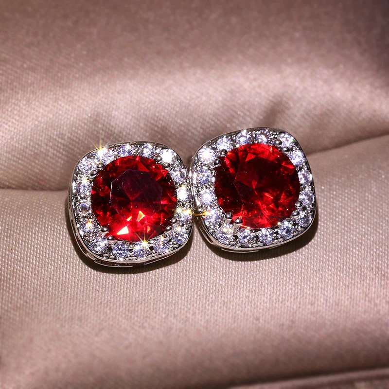 

Fashion Jewelry KYED0227 Multicolor color 3A Zircon Earrings for Women, Pink,red,blue